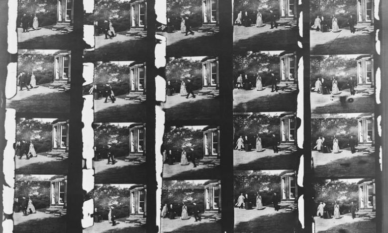 Single large glass copy negative of Louis Le Prince's footage, Roundhay Garden Scene, shot in October 1888. This copy negative was made by the Science Museum in the 1930s from the original paper negatives created by Le Prince.